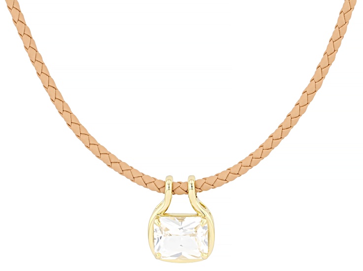 White Lab Created Sapphire 18K Yellow Gold Plated Solitaire