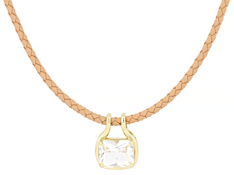 White Lab Created Sapphire 18K Yellow Gold Plated Solitaire