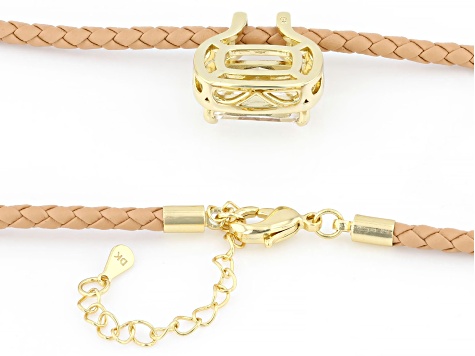 White Lab Created Sapphire 18K Yellow Gold Plated Solitaire