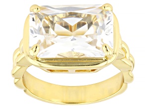 White Lab Created Sapphire 18K Yellow Gold Plated Solitaire Ring 6.12ctw