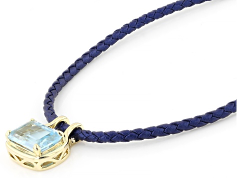 Sky Blue Topaz 18K Yellow Gold Plated Solitaire Pendant With Blue