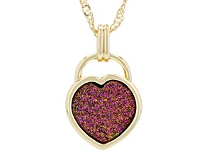 Rose Drusy Quartz 18K Yellow Gold Plated Pendant with Chain 6.37ct