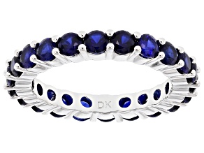 Blue Lab Created Sapphire Rhodium Over Brass Ring 3.06ctw