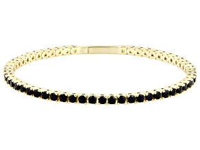 Black Spinel 18K Yellow Gold Plated Flex Bangle 15.73ctw