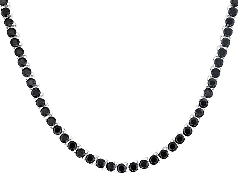 Black Spinel Rhodium Plated Necklace 138.57ctw - BRS291A | JTV