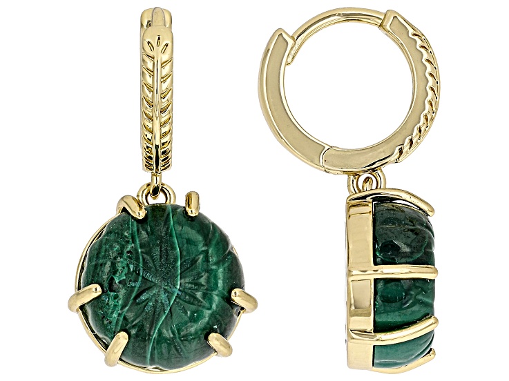 Green Malachite 18K Yellow Gold Plated Earrings