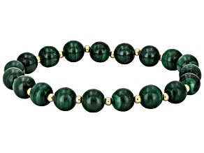 Green Malachite 18K Yellow Gold Plated Beaded Bracelet