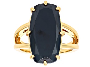 Black Spinel 18K Yellow Gold Plated Ring 10.20ctw