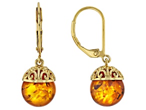 Orange Amber 18K Yellow Gold Plated Earrings