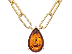 Orange Amber 18K Yellow Gold Plated Necklace