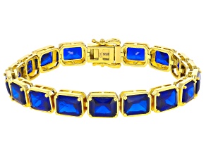 Blue Lab Created Spinel 18K Yellow Gold Plated Tennis Bracelet