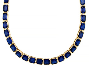 Blue Lab Created Spinel 18K Yellow Gold Plated Tennis Necklace 32.90ctw