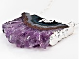 Amethyst Slice Silver Over Brass Necklace