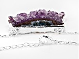 Amethyst Slice Silver Over Brass Necklace