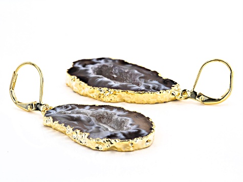 Agate 18k Yellow Gold Over Brass Earrings