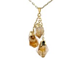 Citrine 18k Yellow Gold Over Brass Drop Pendant With 32" Chain
