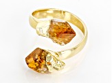 Citrine 18k Yellow Gold Over Brass Bypass Ring