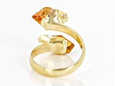 Citrine 18k Yellow Gold Over Brass Bypass Ring