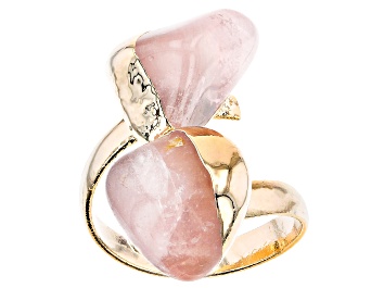 Picture of Rose Quartz 18k Yellow Gold Over Brass Bypass Ring