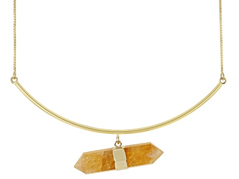 Free-Form Citrine 18K Yellow Gold Over Brass Collar