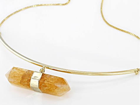 Free-Form Citrine 18K Yellow Gold Over Brass Collar