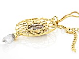 Concha Agate & Quartz 18K Yellow Gold Over Brass Dream Catcher Pendant