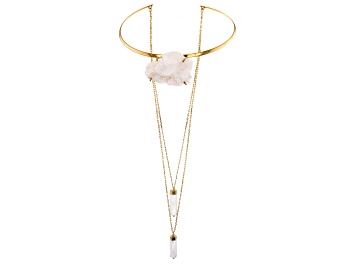 Picture of Crystal Quartz 18K Yellow Gold Over Brass Interchangeable Necklace