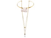 Crystal Quartz 18K Yellow Gold Over Brass Interchangeable Necklace