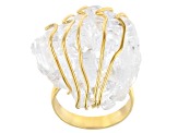 Free- Form Crystal Quartz 18K Yellow Gold Over Brass Ring