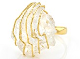 Free- Form Crystal Quartz 18K Yellow Gold Over Brass Ring