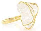 Free- Form Crystal Quartz 18K Yellow Gold Over Brass Ring