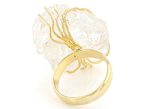 Free- Form Crystal Quartz 18K Yellow Gold Over Brass Ring