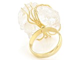 Free- Form Crystal Quartz 18K Yellow Gold Over Brass Ring