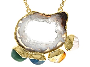 Free-Form Multi-Stone 18K Yellow Gold Over Brass Necklace