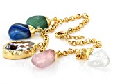 Free-Form Multi-Stone 18K Yellow Gold Over Brass Bracelet