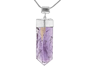 Picture of Amethyst Silver Over Brass Pendant With 20" Chain