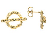 18K Yellow Gold Over Brass Toggle Stud Earrings