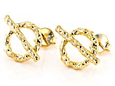 18K Yellow Gold Over Brass Toggle Stud Earrings