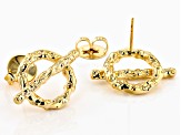18K Yellow Gold Over Brass Toggle Stud Earrings