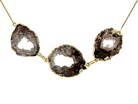 Occo Agate Slice 18K Yellow Gold Over Brass Necklace