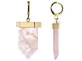 Rose Quartz 18K Yellow Gold Over Brass Huggie Charm Earrings