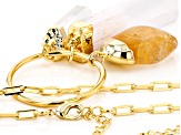 Crystal Quartz, Citrine, & Selenite 18K Yellow Gold Over Brass Pendant