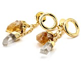 Citrine & Quartz 18K Yellow Gold Over Brass 3 in 1 Earrings