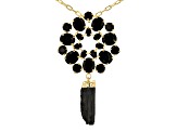 Tourmaline With Black Glass 18K Yellow Gold Over Brass Paper Clip Necklace