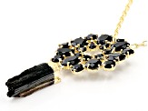 Tourmaline With Black Glass 18K Yellow Gold Over Brass Paper Clip Necklace