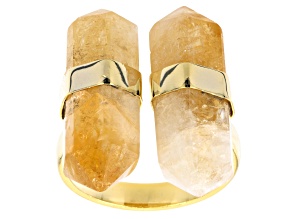 Double Citrine 18K Yellow Gold Over Brass Ring