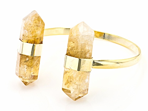 Citrine 18K Yellow Gold Over Brass Cuff Bracelet