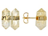 Rough Citrine 18K Yellow Gold Over Brass Stud Earrings