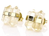 Rough Citrine 18K Yellow Gold Over Brass Stud Earrings
