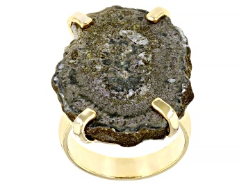 Picture of Free-form Rough Stalactite 18k Yellow Gold Over Brass Ring